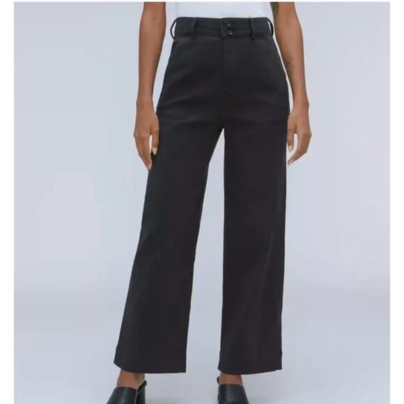 EVERLANE The Organic Wide Leg Pant Black Size 8 Washed Black Cropped Minimalist - Picture 7 of 7